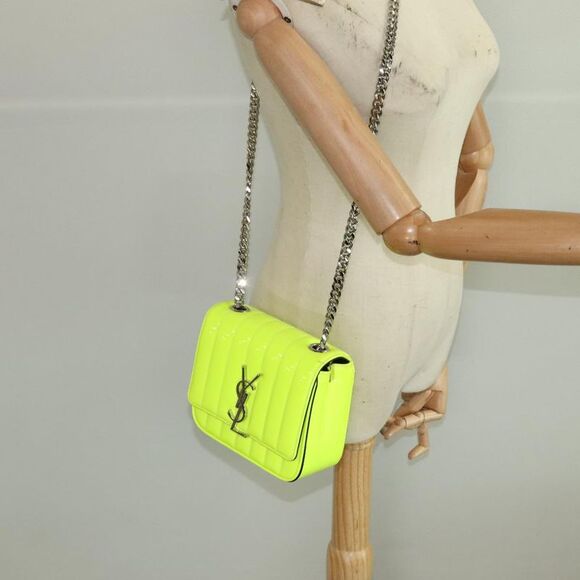 Saint Laurent Vicky Green Patent Leather Shoulder Bag (Pre-Owned) - Picture 12 of 16